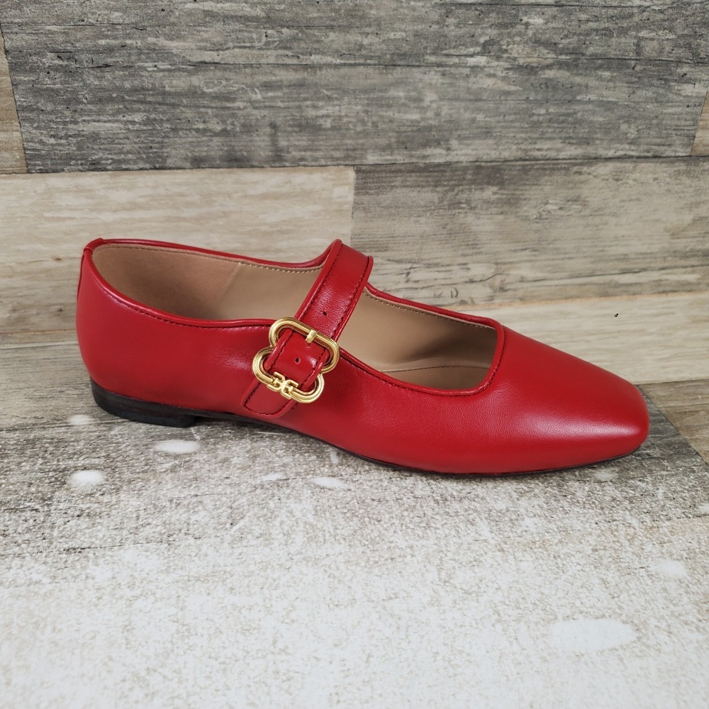 Sam Edelman Michaela Womens Mary Jane Ballet Flats Sz 5 M Red Leather Square Toe